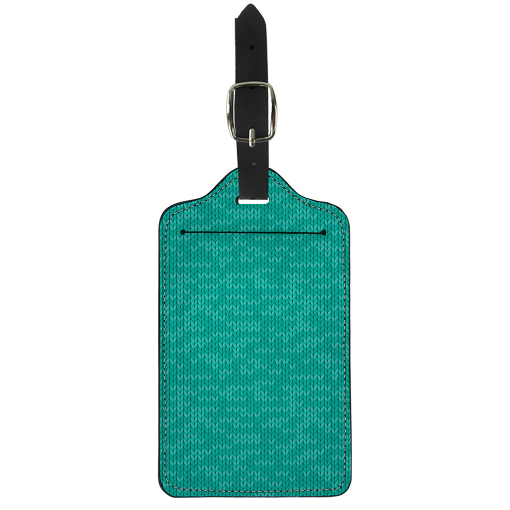Turquoise Knitted Pattern Print Luggage Tag