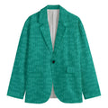 Turquoise Knitted Pattern Print Men's Blazer
