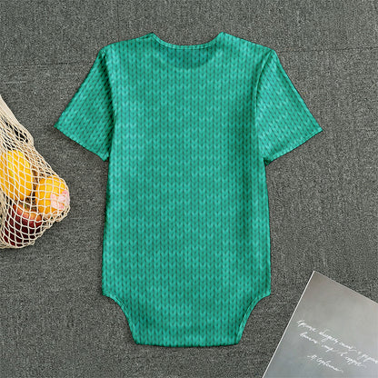 Turquoise Knitted Pattern Print Men's Bodysuit