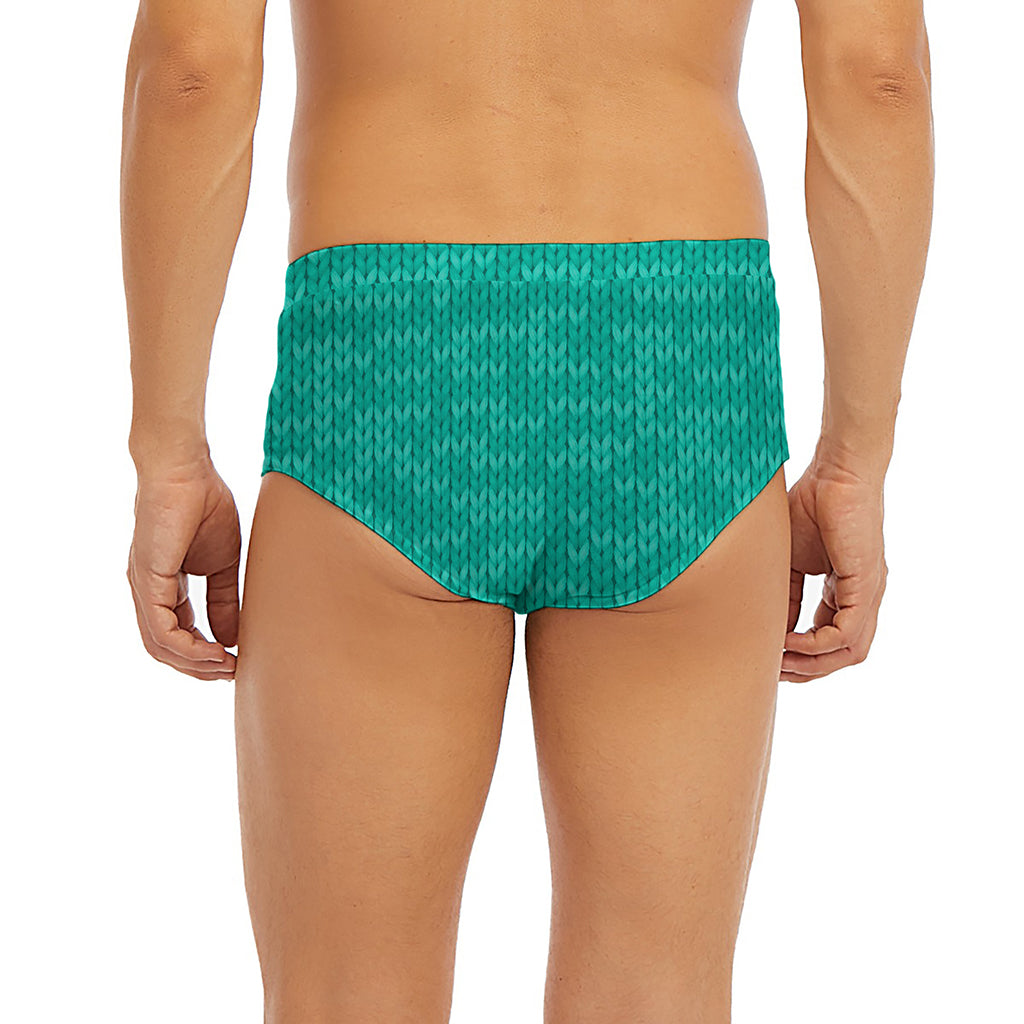 Turquoise Knitted Pattern Print Men's Briefs