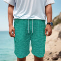 Turquoise Knitted Pattern Print Men's Cargo Shorts