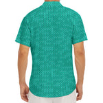 Turquoise Knitted Pattern Print Men's Deep V-Neck Shirt