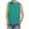 Turquoise Knitted Pattern Print Men's Fitness Tank Top