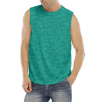 Turquoise Knitted Pattern Print Men's Fitness Tank Top