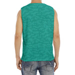 Turquoise Knitted Pattern Print Men's Fitness Tank Top