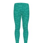Turquoise Knitted Pattern Print Men's leggings