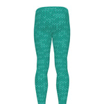 Turquoise Knitted Pattern Print Men's leggings