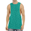 Turquoise Knitted Pattern Print Men's Muscle Tank Top