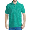 Turquoise Knitted Pattern Print Men's Polo Shirt