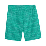 Turquoise Knitted Pattern Print Men's Sports Shorts