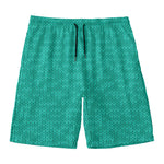Turquoise Knitted Pattern Print Men's Swim Trunks