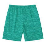 Turquoise Knitted Pattern Print Men's Swim Trunks