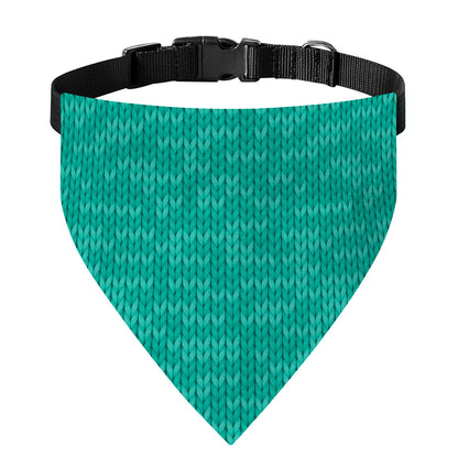 Turquoise Knitted Pattern Print Over The Collar Dog Bandana