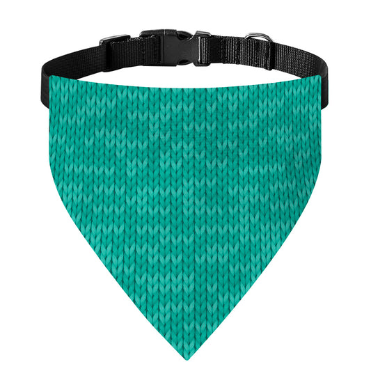 Turquoise Knitted Pattern Print Over The Collar Dog Bandana