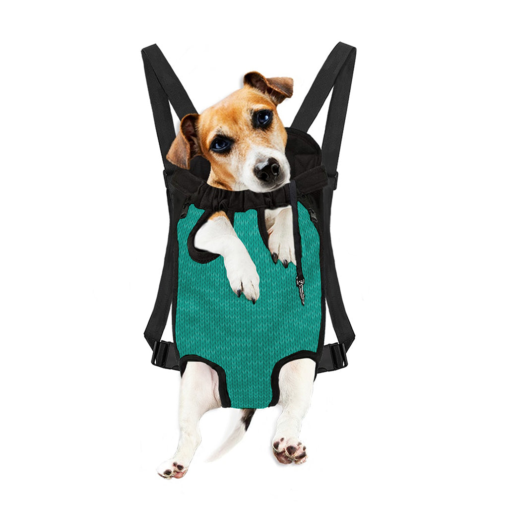 Turquoise Knitted Pattern Print Pet Carrier Backpack