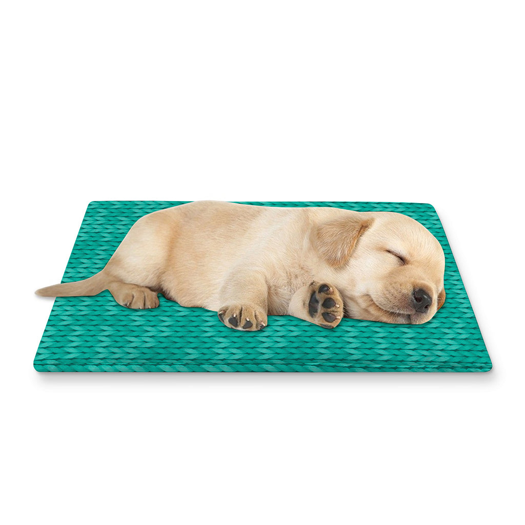 Turquoise Knitted Pattern Print Pet Cooling Mat Cover