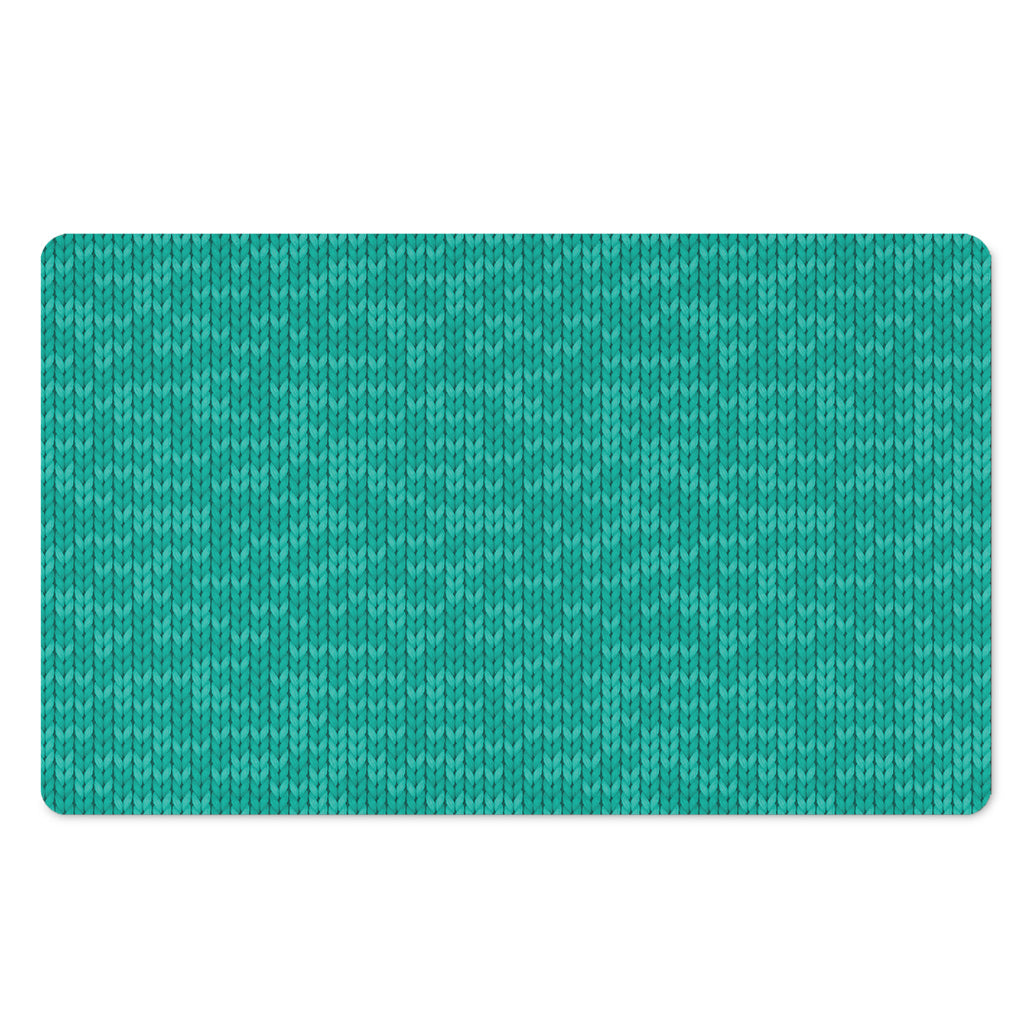 Turquoise Knitted Pattern Print Polyester Doormat