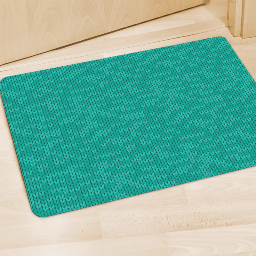 Turquoise Knitted Pattern Print Polyester Doormat