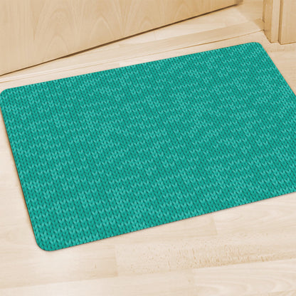 Turquoise Knitted Pattern Print Polyester Doormat