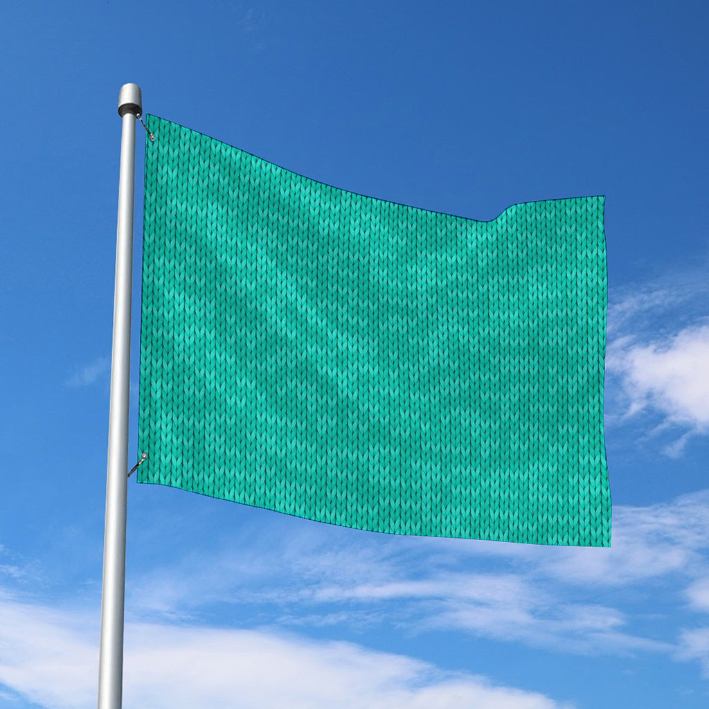 Turquoise Knitted Pattern Print Polyester Flag