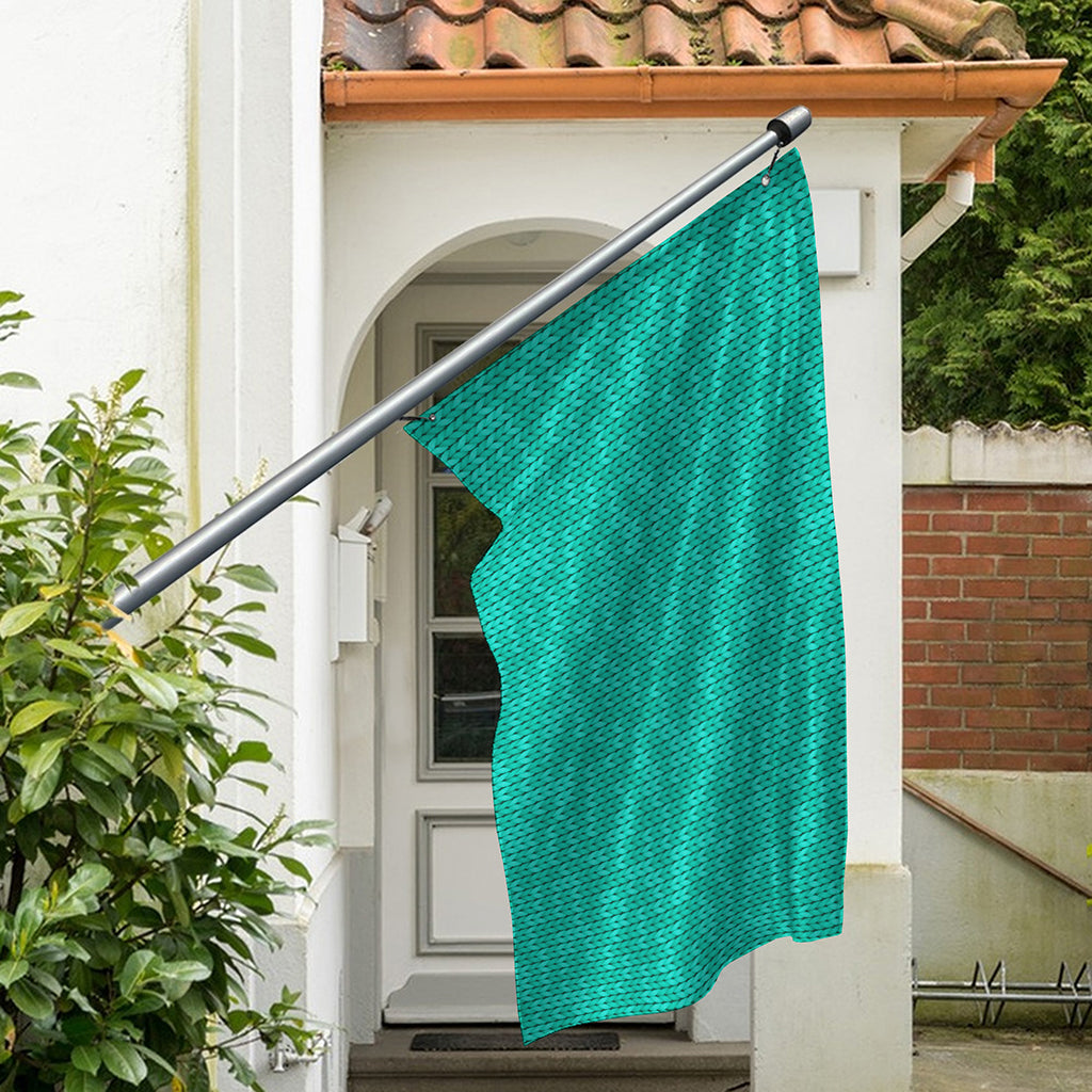 Turquoise Knitted Pattern Print Polyester Flag