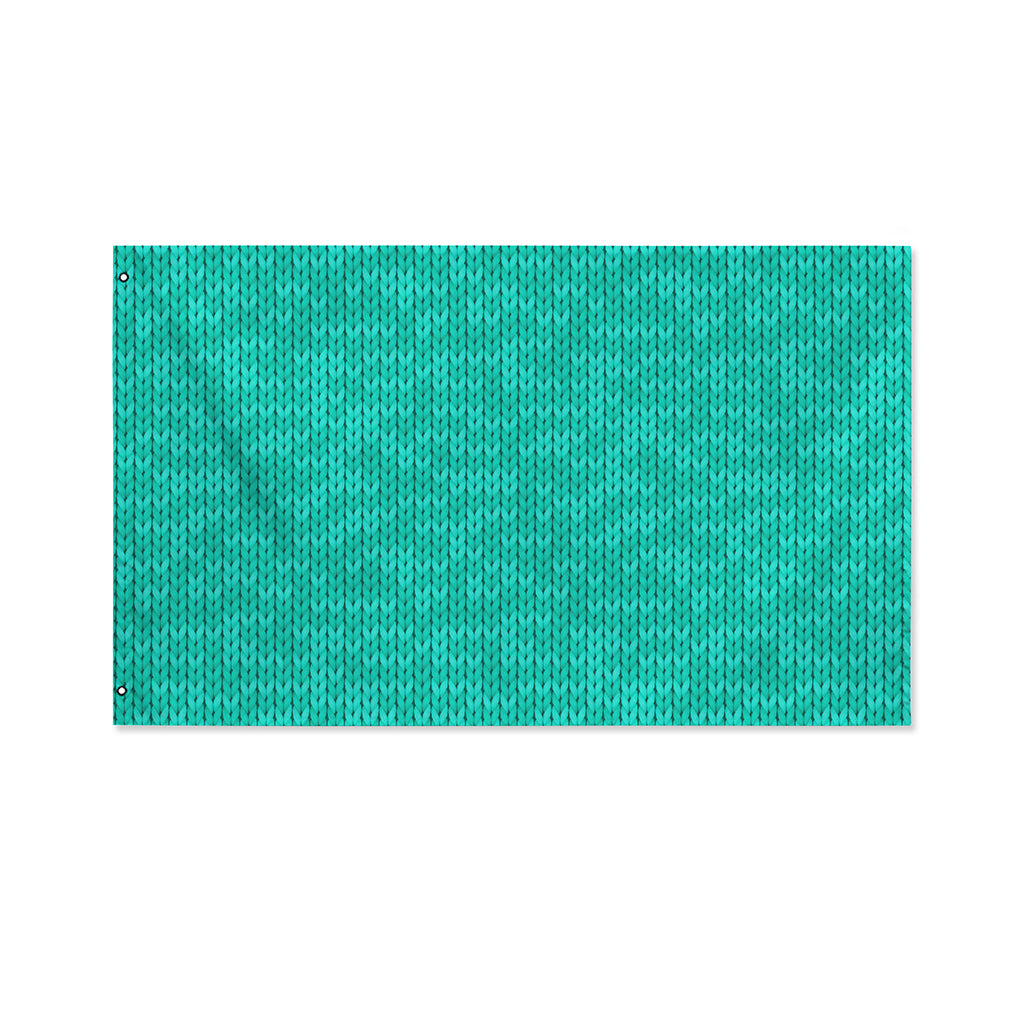 Turquoise Knitted Pattern Print Polyester Flag