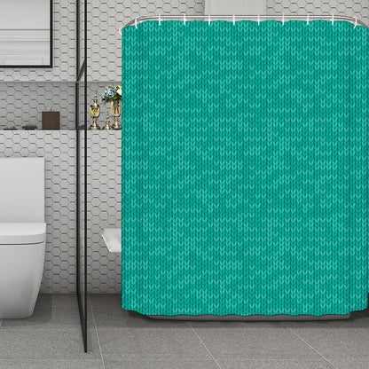 Turquoise Knitted Pattern Print Polyester Shower Curtain