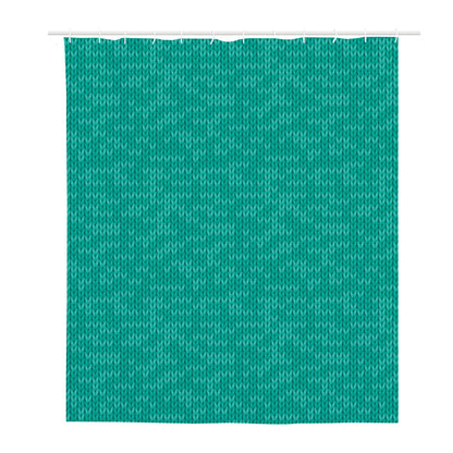 Turquoise Knitted Pattern Print Polyester Shower Curtain