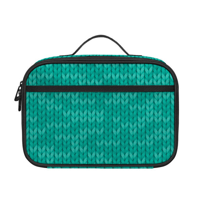 Turquoise Knitted Pattern Print Portable Lunch Bag