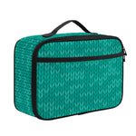 Turquoise Knitted Pattern Print Portable Lunch Bag