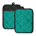 Turquoise Knitted Pattern Print Pot Holders With Pocket