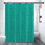 Turquoise Knitted Pattern Print Premium Shower Curtain