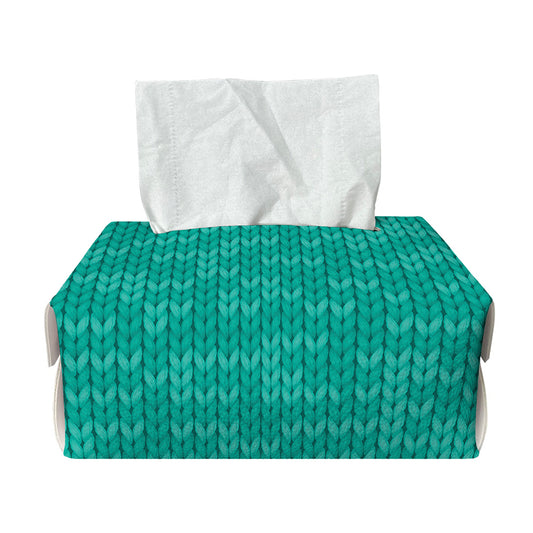 Turquoise Knitted Pattern Print Rectangle Tissue Box Cover