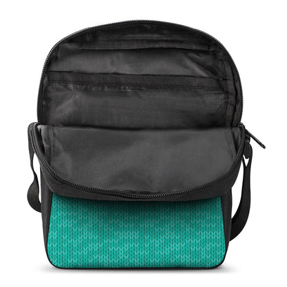 Turquoise Knitted Pattern Print Rectangular Crossbody Bag