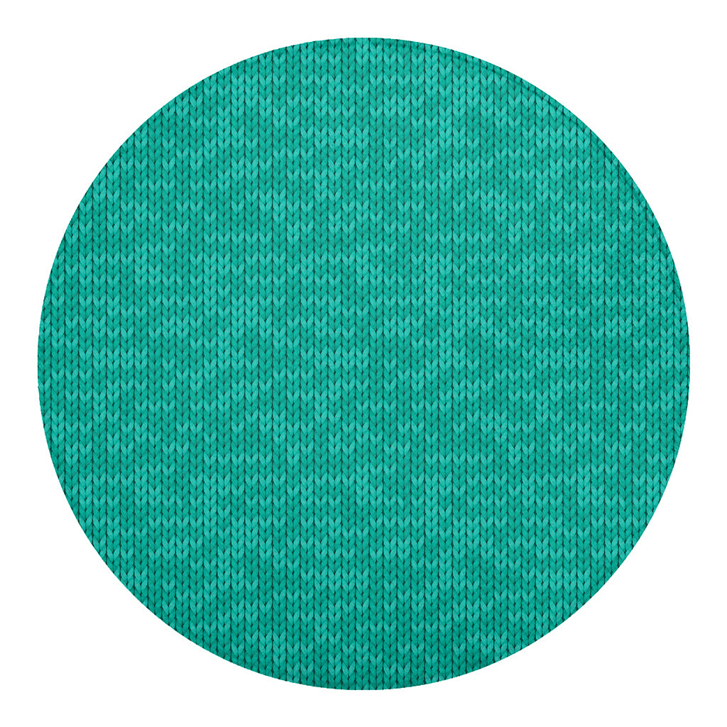Turquoise Knitted Pattern Print Round Blanket