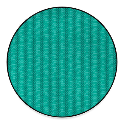 Turquoise Knitted Pattern Print Round Floor Mat