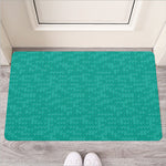 Turquoise Knitted Pattern Print Rubber Doormat