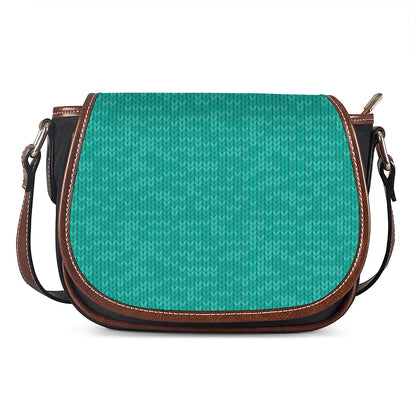 Turquoise Knitted Pattern Print Saddle Bag