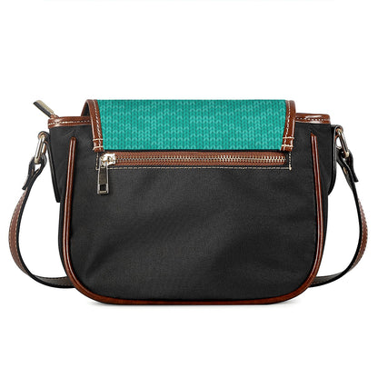 Turquoise Knitted Pattern Print Saddle Bag