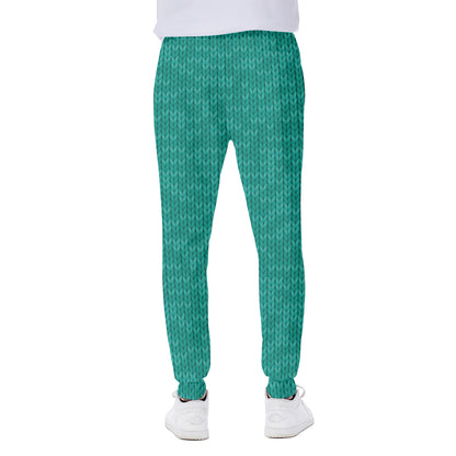 Turquoise Knitted Pattern Print Scuba Joggers