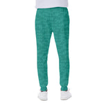 Turquoise Knitted Pattern Print Scuba Joggers