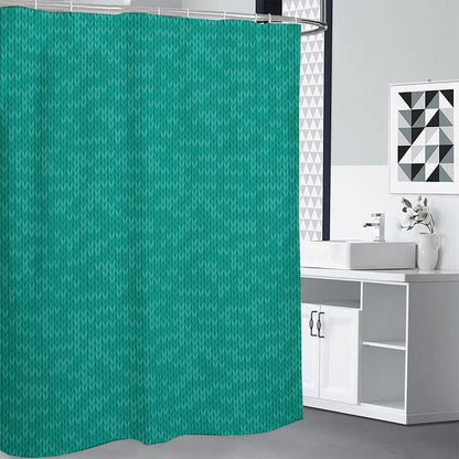 Turquoise Knitted Pattern Print Shower Curtain