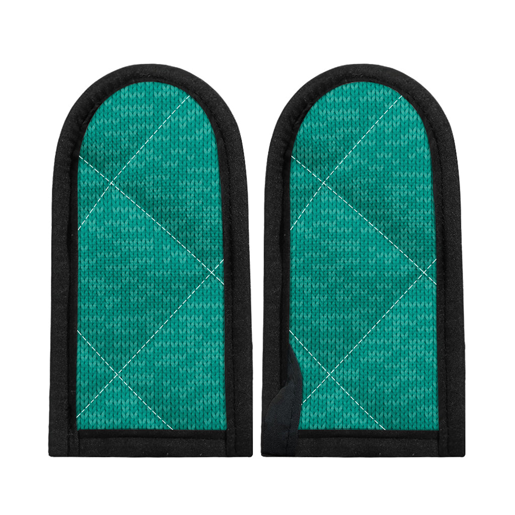 Turquoise Knitted Pattern Print Skillet Handle Cover