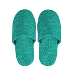 Turquoise Knitted Pattern Print Slippers
