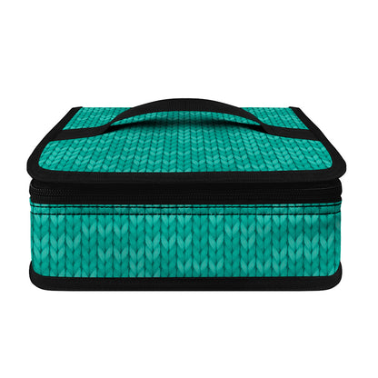 Turquoise Knitted Pattern Print Small Lunch Bag
