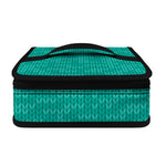 Turquoise Knitted Pattern Print Small Lunch Bag