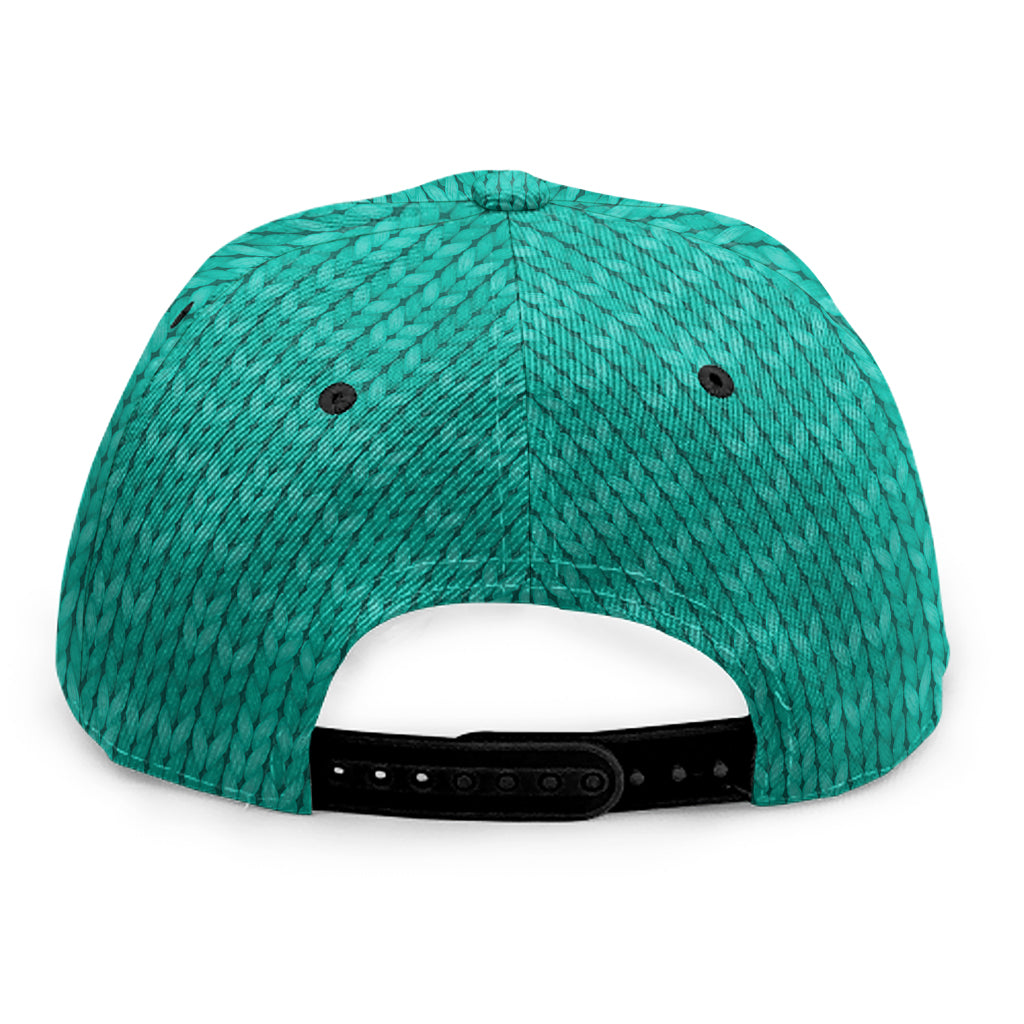 Turquoise Knitted Pattern Print Snapback Cap