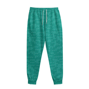 Turquoise Knitted Pattern Print Sweatpants