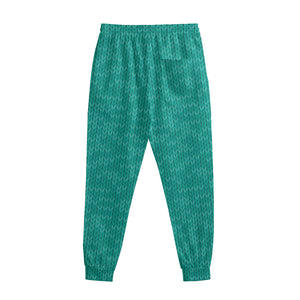 Turquoise Knitted Pattern Print Sweatpants