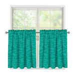 Turquoise Knitted Pattern Print Tier Curtains